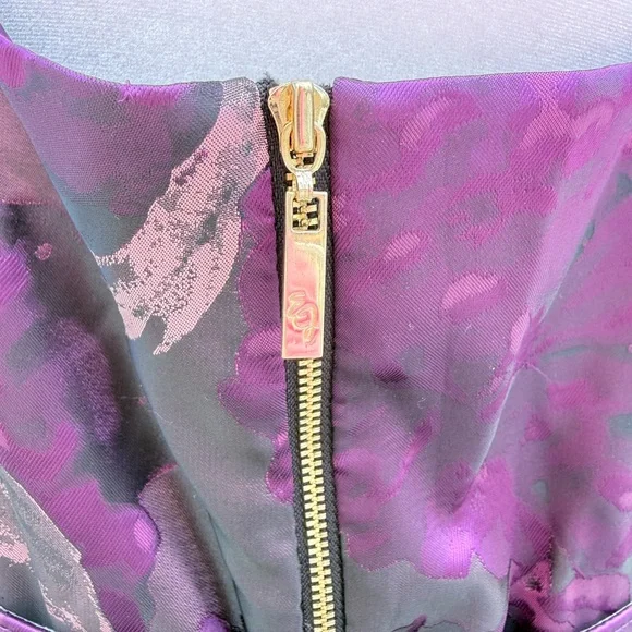 Eliza J embellished neck purple jacquard fit and flare belted dress - Picture 6 of 10